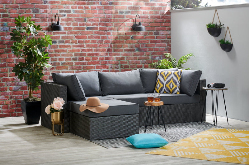 Morris Armless Outdoor Patio Chair - Hand-Woven Resin Wicker, Olefin Fabric, UV & Weather Resistant - Grey