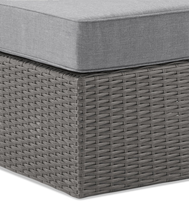 Morris Armless Outdoor Patio Chair - Hand-Woven Resin Wicker, Olefin Fabric, UV & Weather Resistant - Grey