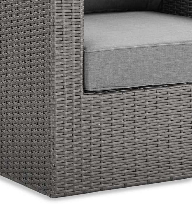 Morris Outdoor Patio Chair - Hand-Woven Resin Wicker, Olefin Fabric, UV & Weather Resistant - Grey