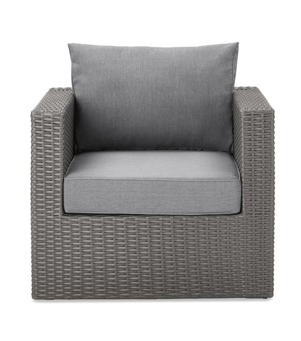 Morris Outdoor Patio Chair - Hand-Woven Resin Wicker, Olefin Fabric, UV & Weather Resistant - Grey
