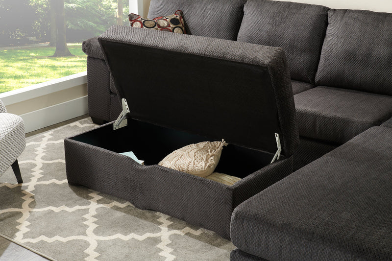 Made in Canada Morty 48\" Chenille Fabric Storage Ottoman - Grey