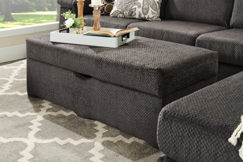 Made in Canada Morty 48\" Chenille Fabric Storage Ottoman - Grey