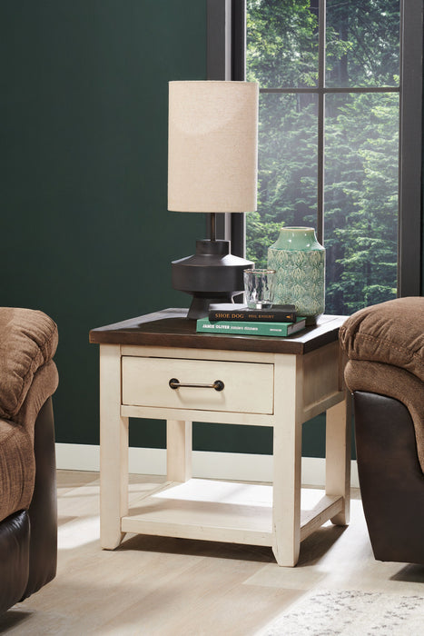 Morgan 24\" Rustic End Table with Storage and Shelf - White with Reclaimed Wood