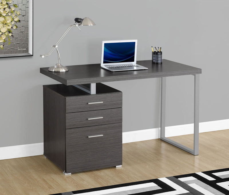 Rimini 48\" Computer Office Desk with 3-Drawers - Grey