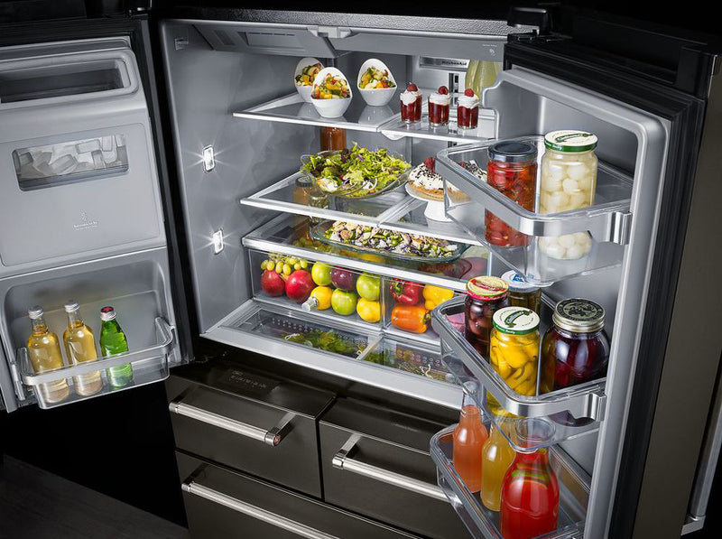 KitchenAid 36\" 24 Cu. Ft. Multi Door French-Door Refrigerator - Black Stainless Steel - KRMF706EBS