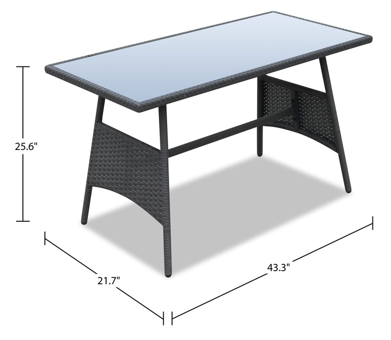 Nassau 4-Piece Outdoor Patio Set with Loveseat, 2 Chairs & Glass Top Coffee Table - Hand-Woven Resin Wicker, Olefin Fabric, UV & Weather Resistant - Grey