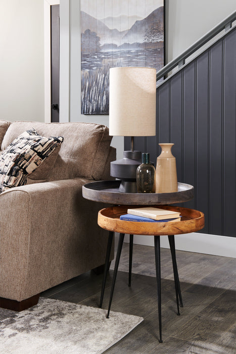 Nashik 24\" Round Accent Table - Grey Brown