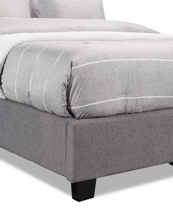 Naya Upholstered Bed in Grey Fabric, Tufted - Queen Size
