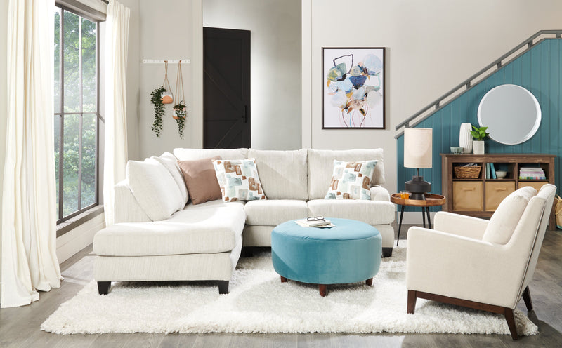 Made in Canada Nofia 2-Piece Left-Facing Chenille Fabric Sectional with  Accent Pillows and Wood Legs - Linen Beige