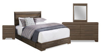 Olivia 6pc Bedroom Set with Storage Bed, Dresser, Mirror & Nightstand, Made in Canada, Grey - Full Size