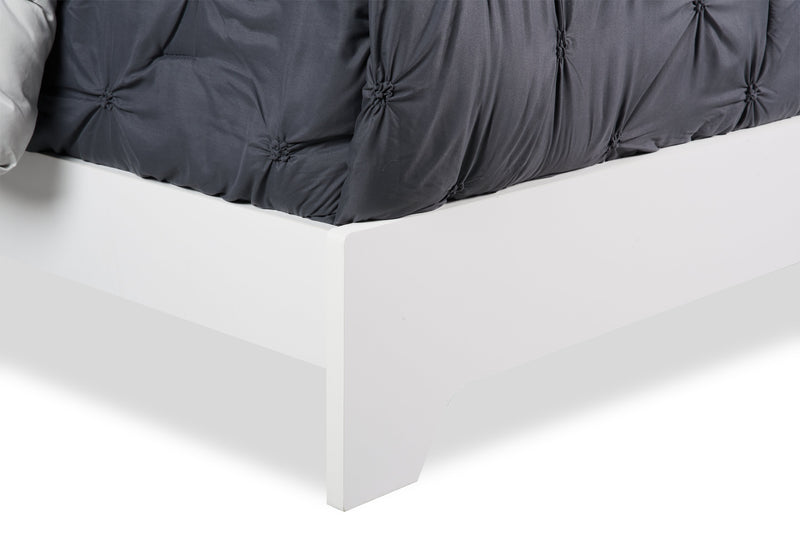 Olivia Panel Bed with Headboard & Frame, Made in Canada, White - Queen Size