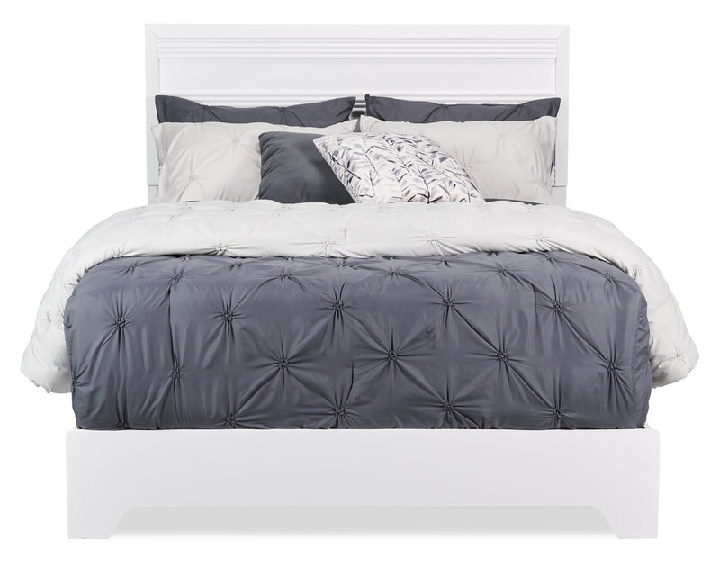 Olivia 5pc Bedroom Set with Bed, Dresser & Mirror, Made in Canada, White - Queen Size