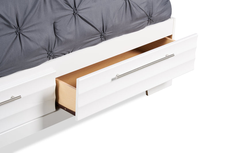 Olivia Platform Storage Bed with Headboard & Frame, Made in Canada, White - Full Size