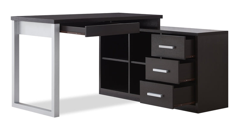 Owen 55\" Reversible Corner Office Desk with 4-Drawers & Cubbies - Espresso
