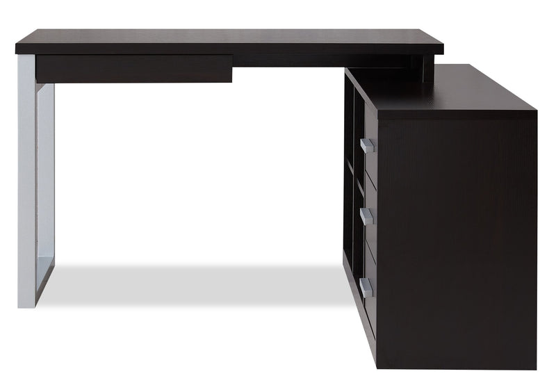 Owen 55\" Reversible Corner Office Desk with 4-Drawers & Cubbies - Espresso