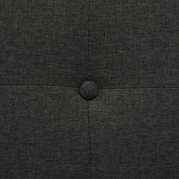 Page Upholstered Bed in Charcoal Linen-Look Fabric, Button Tufted - Full Size