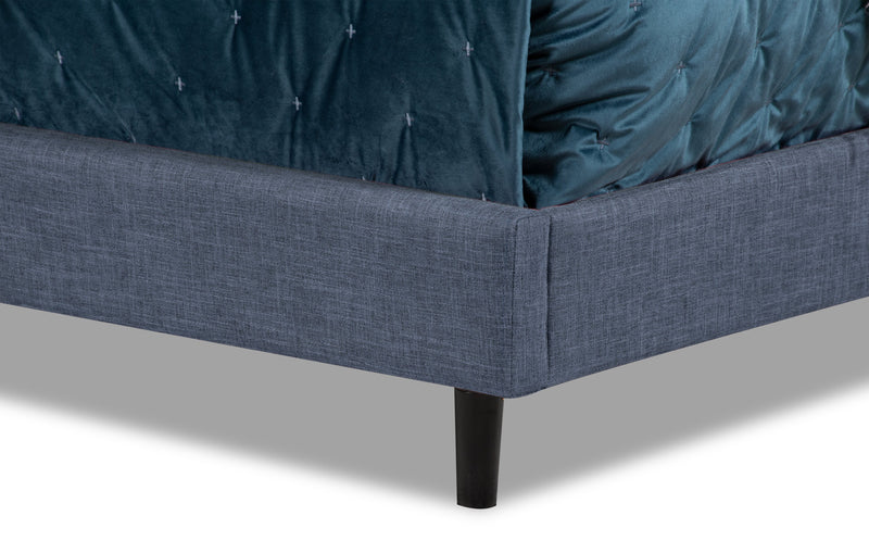 Paseo Upholstered Platform Bed in Navy Fabric - Full Size