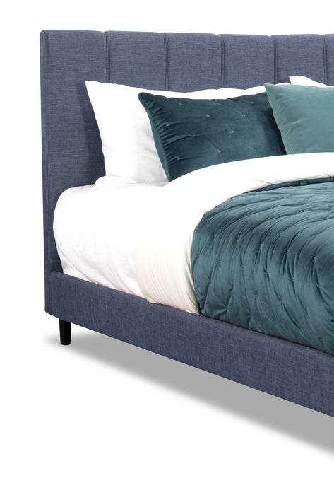 Paseo Upholstered Platform Bed in Navy Fabric - King Size