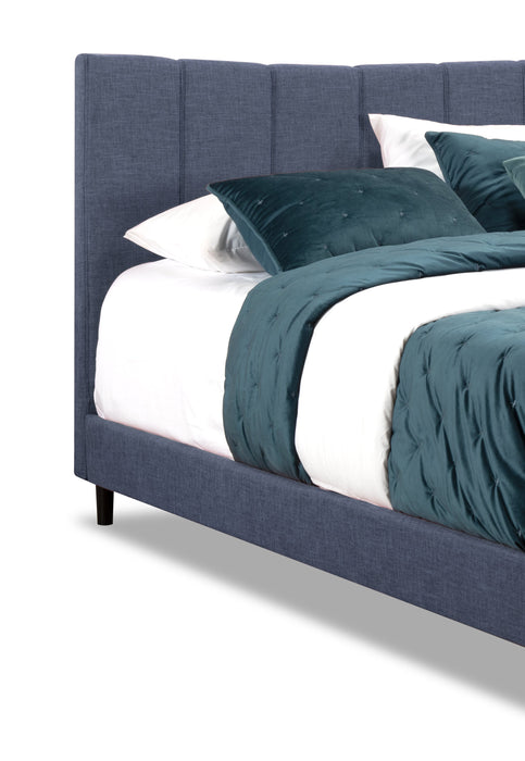 Paseo Upholstered Platform Bed in Navy Fabric - Queen Size