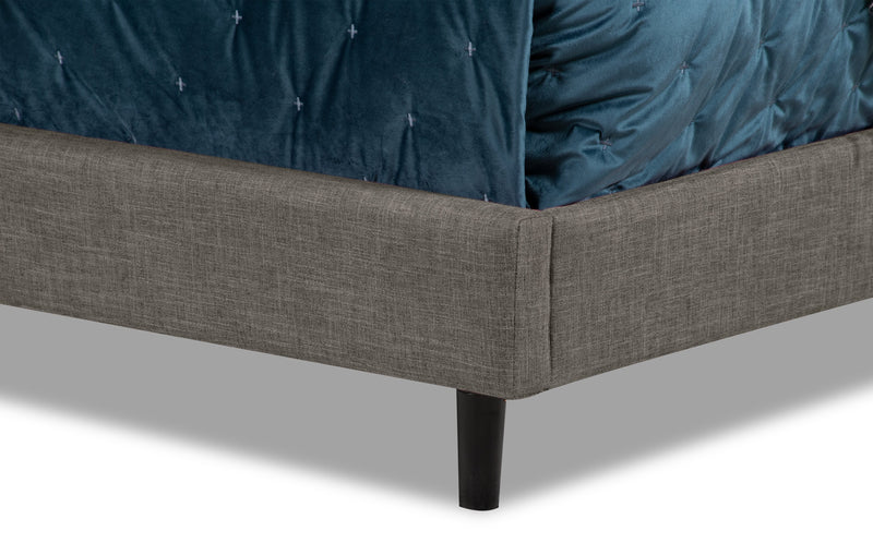 Paseo Upholstered Platform Bed in Grey Fabric - King Size