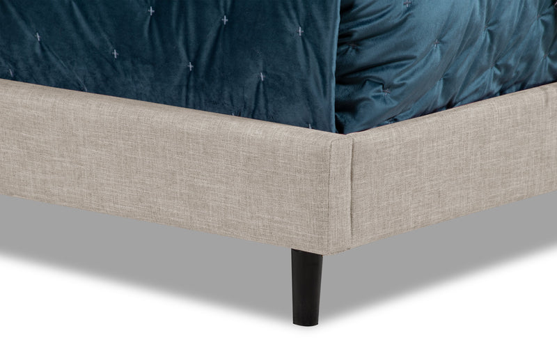 Paseo Upholstered Platform Bed in Taupe Fabric - Full Size