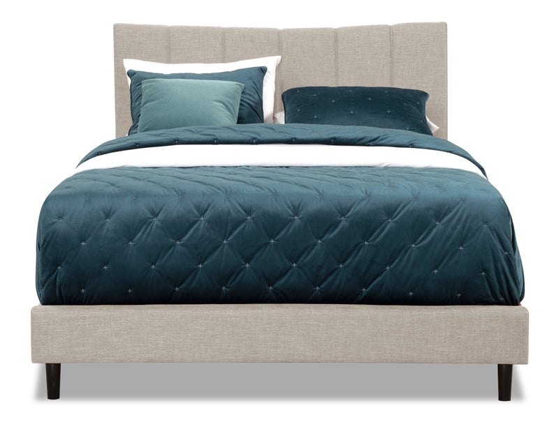 Paseo Upholstered Platform Bed in Taupe Fabric - Queen Size