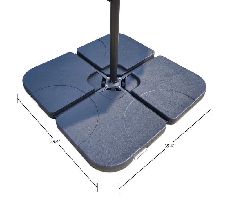 Outdoor Patio 4-Piece Umbrella Base - Weather Resistant Plastic, Universal Fit, Water or Sand Fill Base - Black