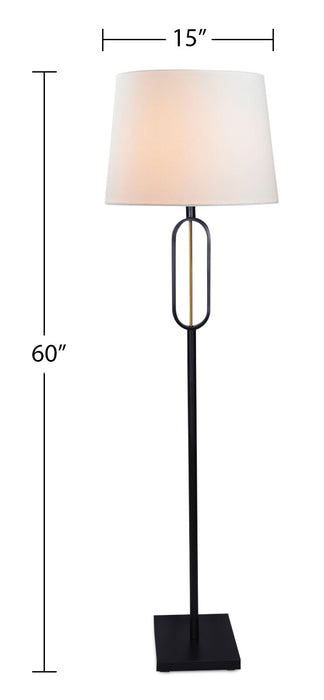 Patsy Matte Black with Brushed Gold Accent 3-Piece Set, Floor and Two Table Lamps
