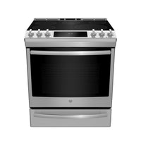 Profile 5.3 Cu. Ft. Slide-In Range with 450 Degree Baking Drawer and True European Convection - Stainless Steel Fingerprint…