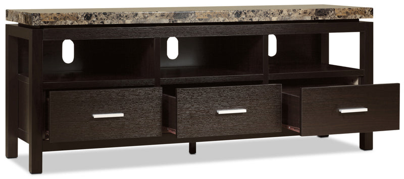 Verona 60\" TV Stand with Storage and Cable Management for TVs up to 65\"- Espresso with Marble Top