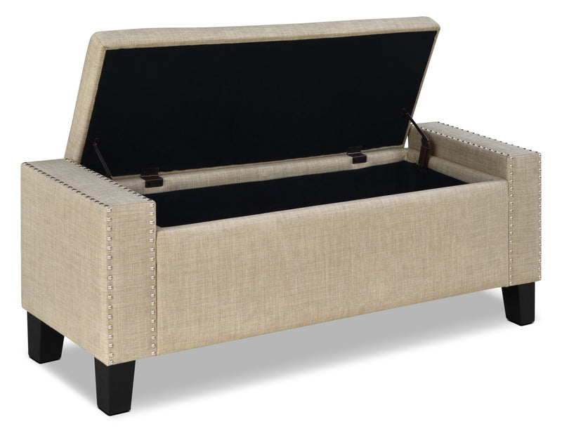 Milan 53.5\" Storage Ottoman - Beige Linen-Look