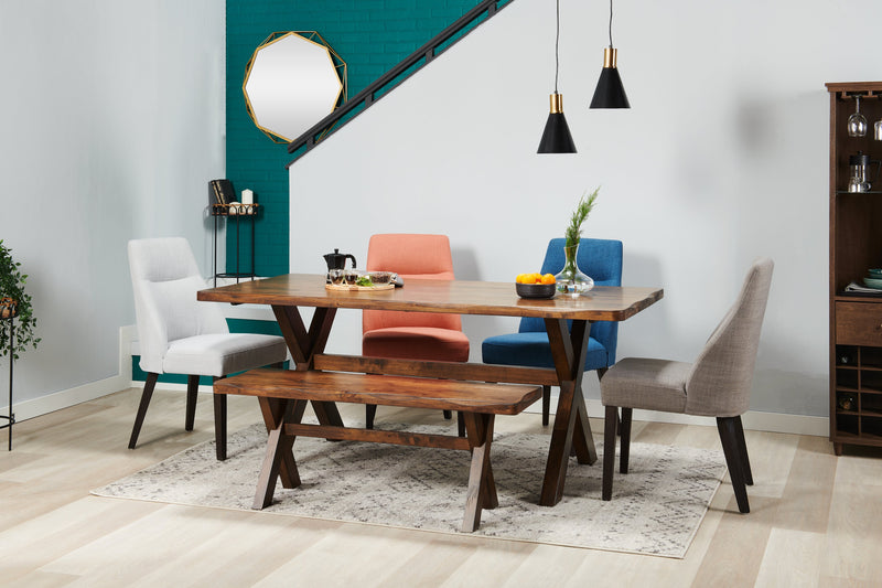 Plum Dining Bench, Wood, Live-Edge Look, 47.25\"W- Nutmeg Brown