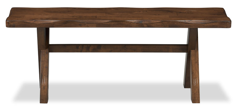 Plum Dining Bench, Wood, Live-Edge Look, 47.25\"W- Nutmeg Brown