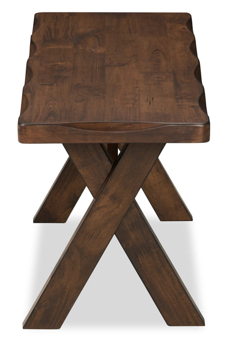 Plum Dining Bench, Wood, Live-Edge Look, 47.25\"W- Nutmeg Brown