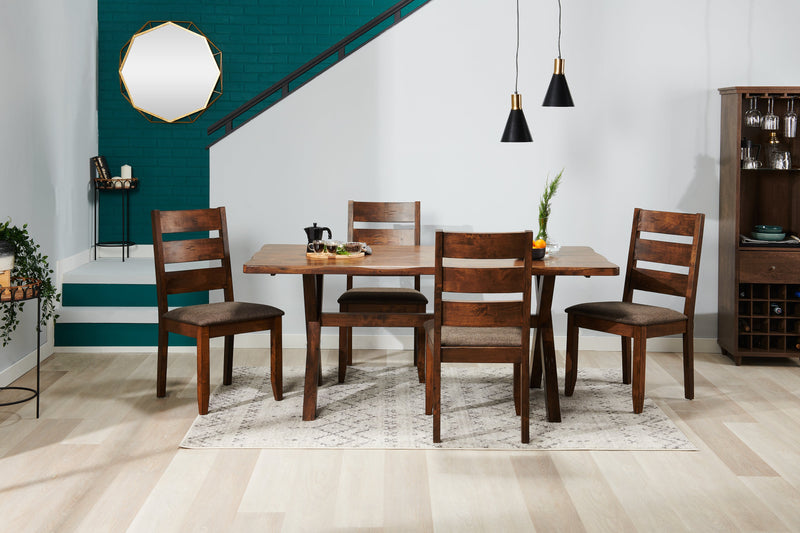 Plum Dining Table, Wood, Live-Edge Look, 70.75\"W- Nutmeg Brown