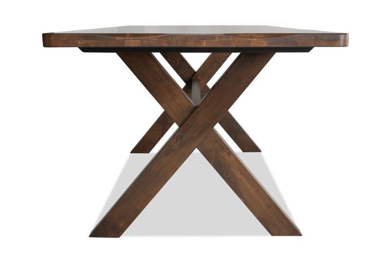 Plum Dining Table, Wood, Live-Edge Look, 70.75\"W- Nutmeg Brown