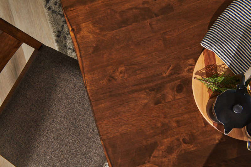 Plum Dining Table, Wood, Live-Edge Look, 70.75\"W- Nutmeg Brown