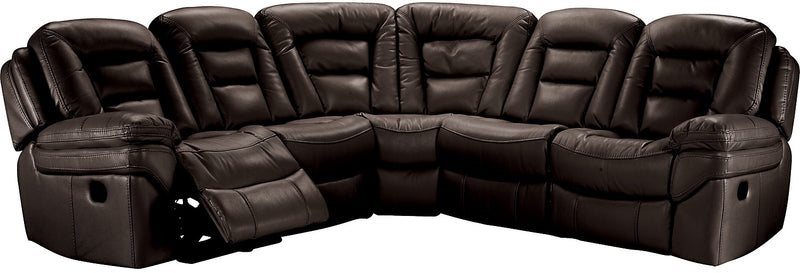 Leo 5-Piece Leather-Look Fabric Reclining Sectional - Walnut Brown
