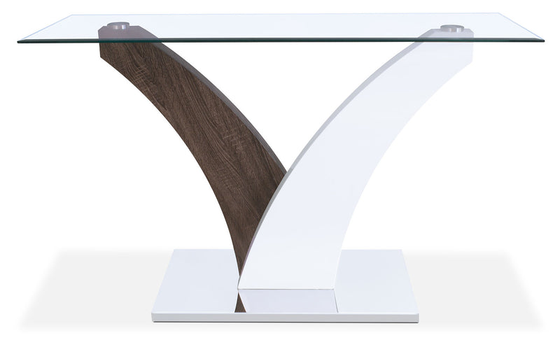 Tuxedo 48\" Modern Glass Top Sofa Table - White and Grey with Metal Base