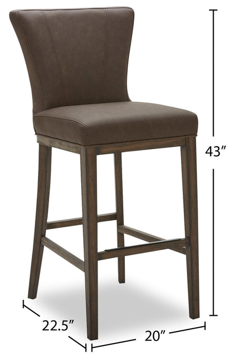 Quinn Barstool with Vegan Leather Fabric - Brown