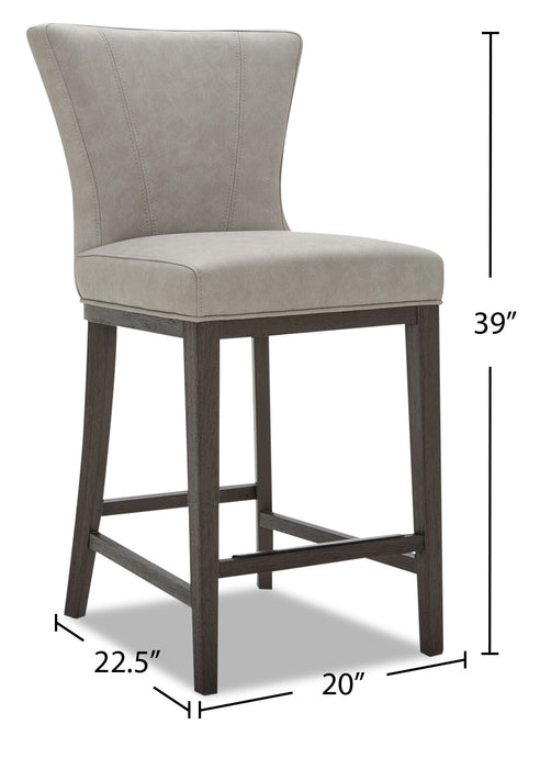 Quinn Counter-Height Stool with Vegan Leather Fabric - Taupe
