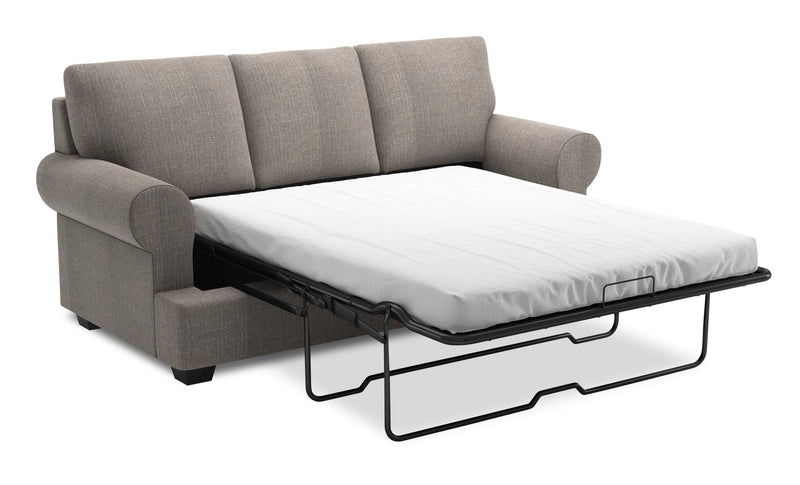 Made in Canada Customizable Sofa Lab Roll 86\" Linen-Look Fabric Sofa Bed with Rolled Arms - Luna Smoke Grey