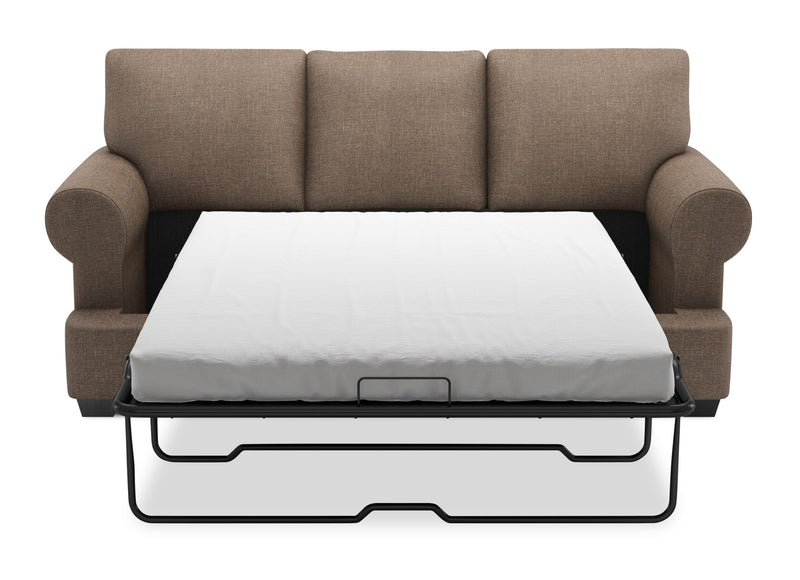 Made in Canada Customizable Sofa Lab Roll 86\" Linen-Look Fabric Sofa Bed with Rolled Arms - Luna Praline Brown