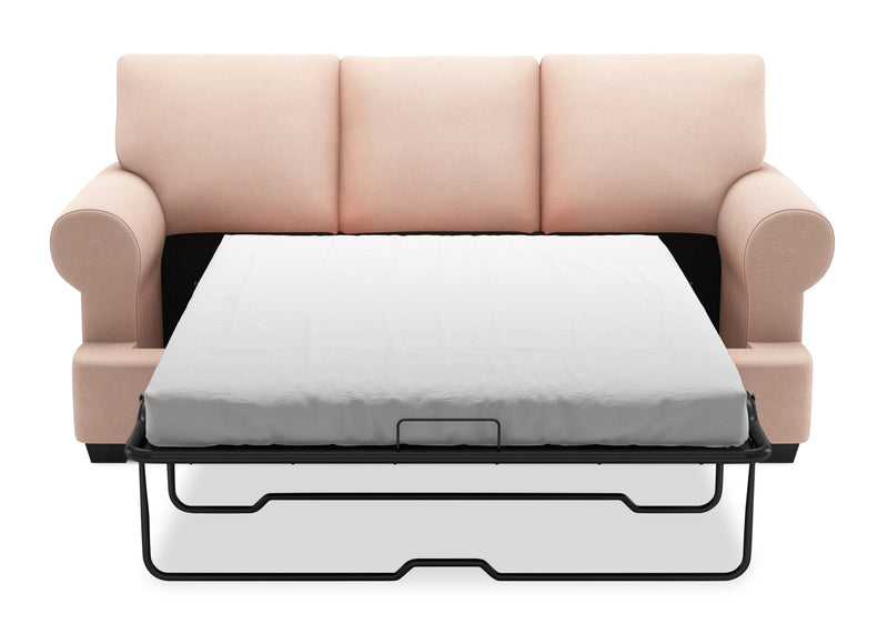 Made in Canada Customizable Sofa Lab Roll 86\" Linen-Look Fabric Sofa Bed with Rolled Arms - Pax Rose Pink