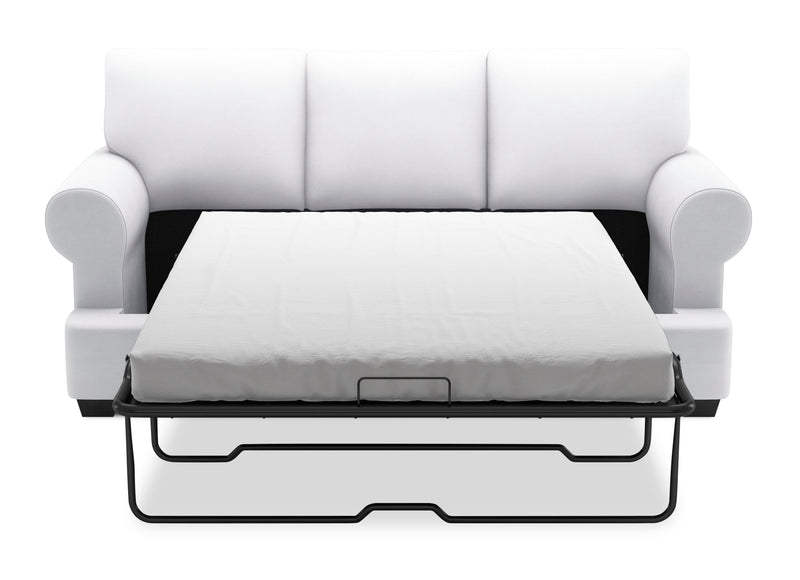 Made in Canada Customizable Sofa Lab Roll 86\" Linen-Look Fabric Sofa Bed with Rolled Arms - Pax Ice White