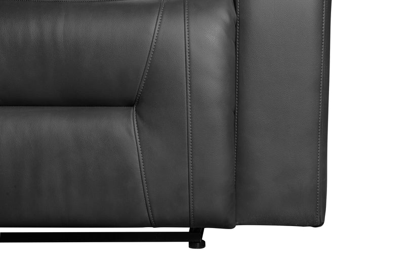 Ryker 36.8\" Leather-Look Fabric Power Reclining Chair with Storage Arms and USB Port - Grey