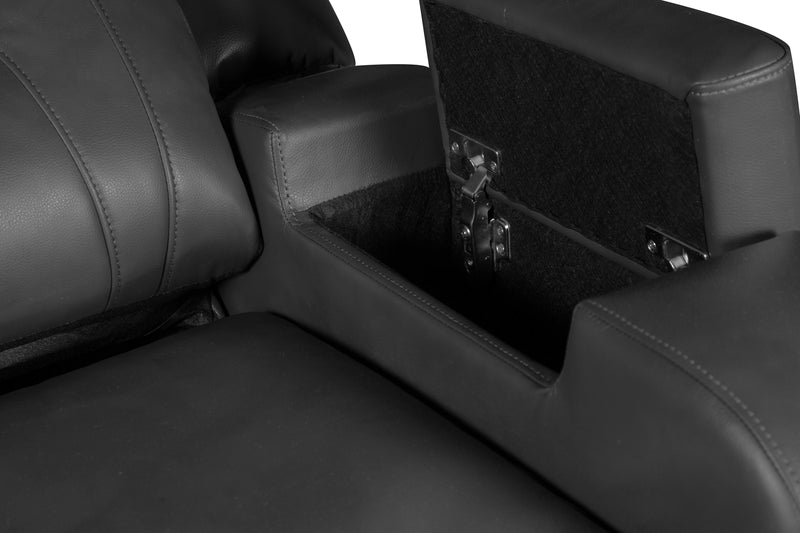 Ryker 36.8\" Leather-Look Fabric Power Reclining Chair with Storage Arms and USB Port - Grey