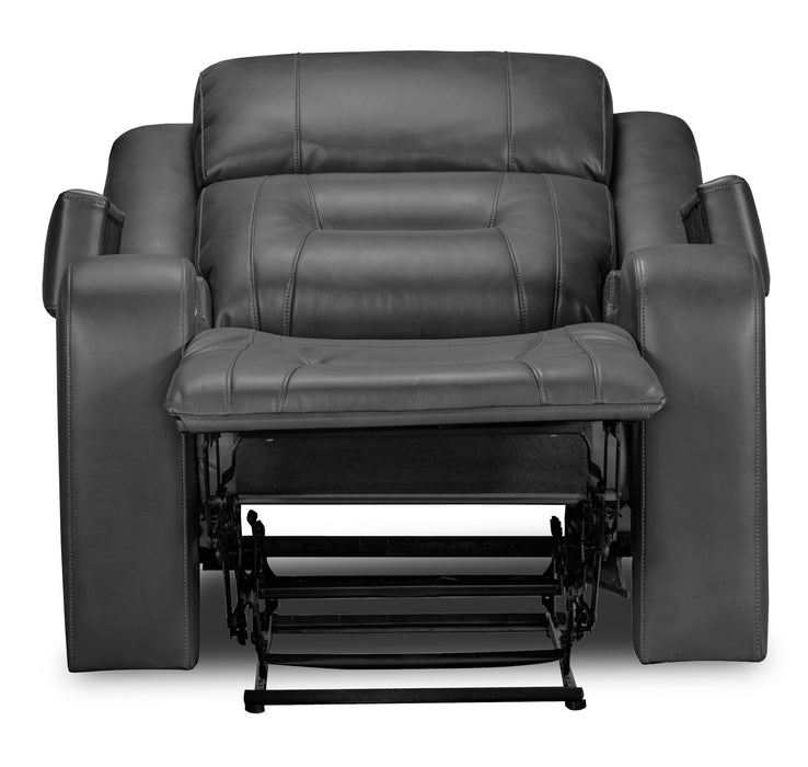 Ryker 36.8\" Leather-Look Fabric Power Reclining Chair with Storage Arms and USB Port - Grey