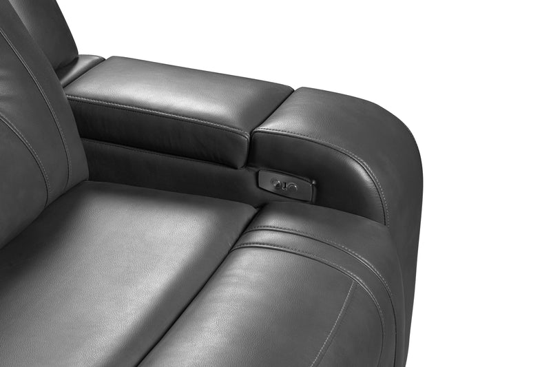 Ryker 72.24\" Faux Leather Power Reclining Loveseat with Storage Console and USB Ports - Grey