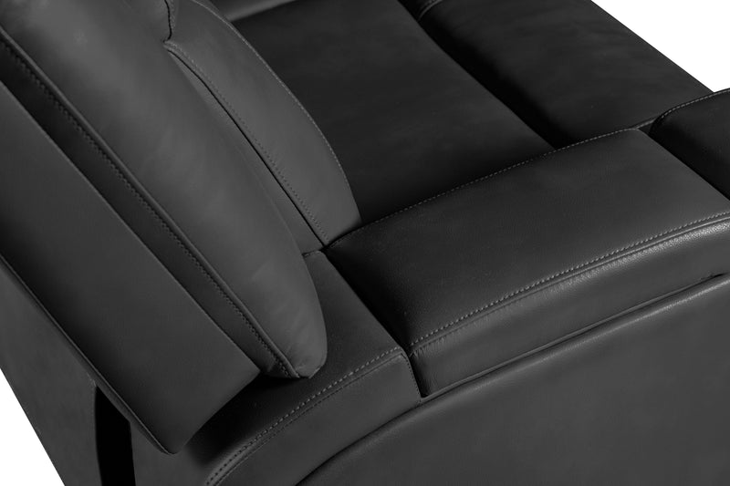 Ryker 82.5\" Faux Leather Power Reclining Sofa with Storage Arms and USB Ports - Grey